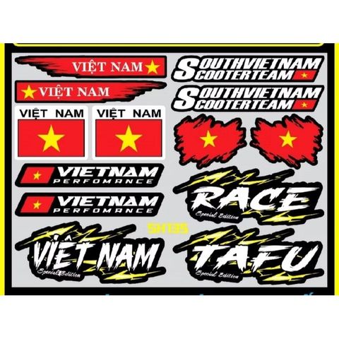 Tem logo sticker Việt Nam nền vàng trang trí xe điện,xe máy dán mọi nơi kích thước nhỏ vừa