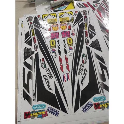 Tem Rời Exciter Y15ZR 150 Dán Xe Trắng Phối Tem Đen  - Decal In Chất Lượng