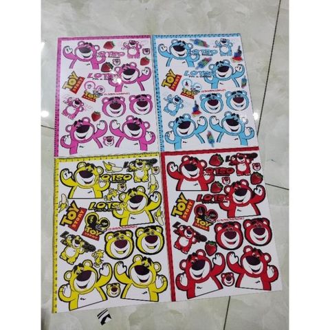 Combo Nguyên Tấm Decal Gấu Dâu Losto Mini  - Decal In Chất Lượng