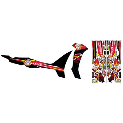 Tem Wave Blade 110 Đỏ Đen Logo Racing Boy  - Decal In Chất Lượng