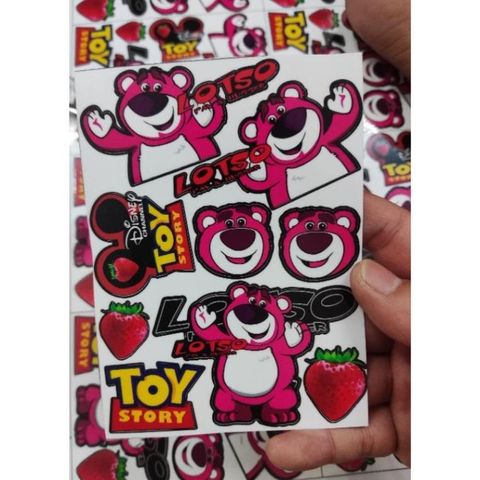 Combo Nguyên Tấm Decal Gấu Dâu Losto Mini  - Decal In Chất Lượng