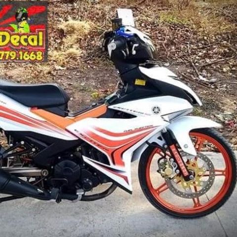 Tem Rời Ex 150 Dán Xe Trắng Phối Tem Cam  - Decal In Chất Lượng