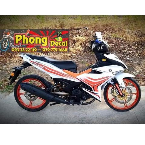 Tem Rời Ex 150 Dán Xe Trắng Phối Tem Cam  - Decal In Chất Lượng