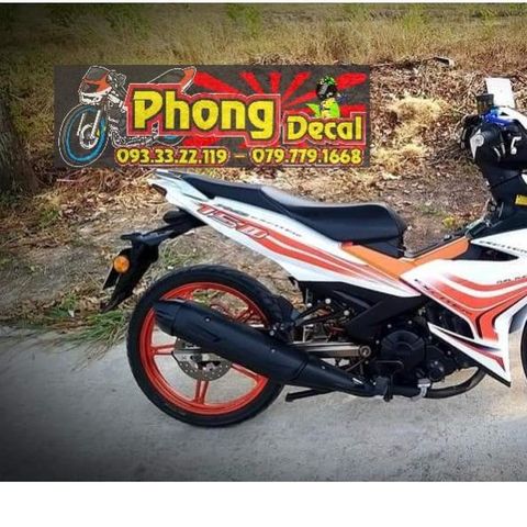 Tem Rời Ex 150 Dán Xe Trắng Phối Tem Cam  - Decal In Chất Lượng