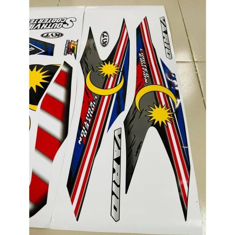 Tem cờ Malay xanh đỏ nổi bật cho Vario 150 đen - tem cao cấp không bay màu Cao Cấp