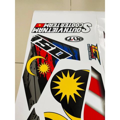 Tem cờ Malay xanh đỏ nổi bật cho Vario 150 đen - tem cao cấp không bay màu Cao Cấp