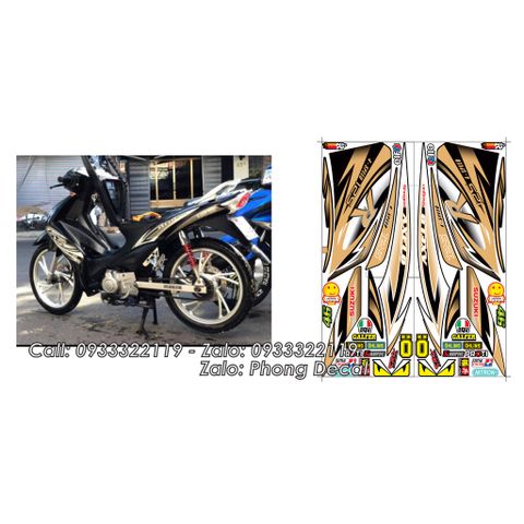 Tem Rời Suzuki Axelo 125 Đen Phối Vàng Đồng - Tem Chuẩn  - Decal In Chất Lượng