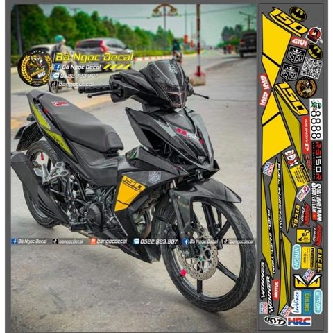 TEM DÁN XE WINNER V1 MÀU ĐEN VÀNG - Decal Cao Cấp Nhất