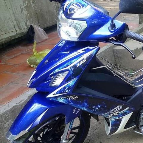 Tem Rời Suzuki Axelo 125 Trắng Xanh Gp - Tem Chuẩn Hình - Tặng Logo  - Decal In Chất Lượng