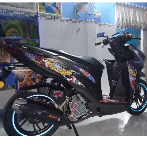 Tem Rời Vario 150 Mẫu Cá Chép Dán Xe Đen - Tặng Logo - Tem Chất Lượng