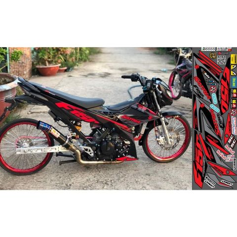 TEM DÁN F150 SATRIA MÀU ĐEN ĐỎ - Decal Cao Cấp Nhất