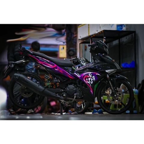 Tem rời Exciter 150 mẫu hoa văn chữ tàu đen hồng tím, in sắc nét ,3 lớp không phai màu CM00008 1 2