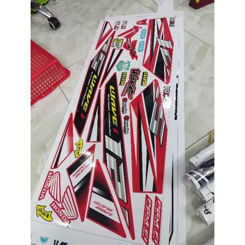 Tem Rời Wave Nhỏ 2004 Chế Wave 125 Dán Xe Đỏ  - Decal In Chất Lượng