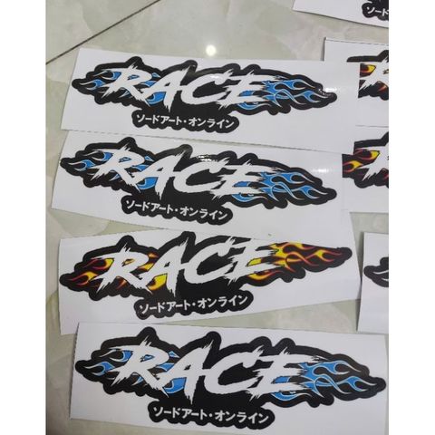Tem Logo Chữ Race mẫu Lửa dán xe điện,xe máy,ô tô,dán mọi nơi