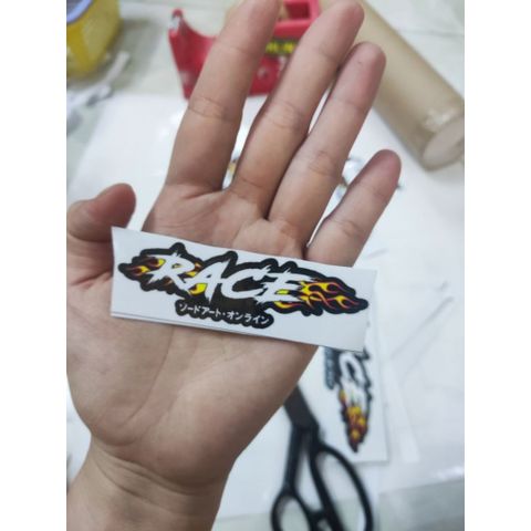 Tem Logo Chữ Race mẫu Lửa dán xe điện,xe máy,ô tô,dán mọi nơi