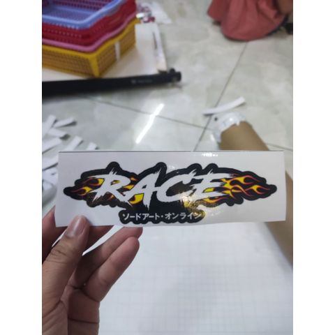 Tem Logo Chữ Race mẫu Lửa dán xe điện,xe máy,ô tô,dán mọi nơi