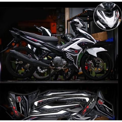 Tem rời exciter 135 mẫu Malay xe trắng đen mới