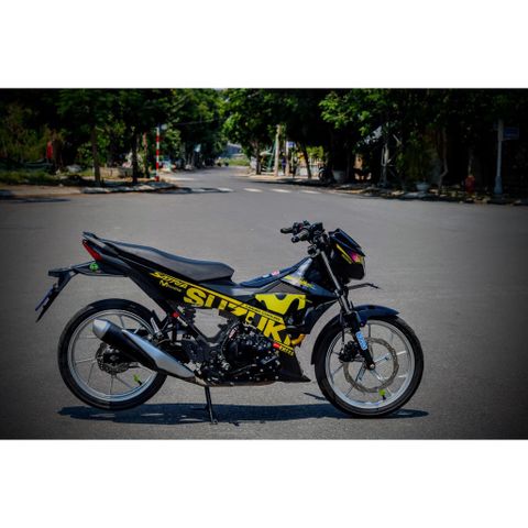 Tem Rời Dán Xe Raider FI Mẫu Movistar Vàng Đen Chữ Satria Cực Hot, Hàng 3 Lớp Chất Lượng Cao Quyen Decal