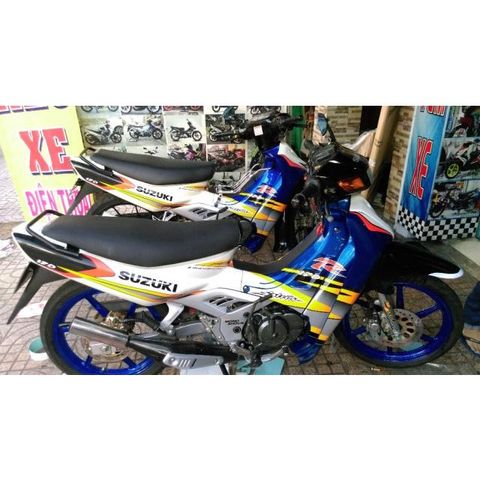 Tem Rời Suzuki Satria 2000 Trắng Xanh  - Decal In Chất Lượng
