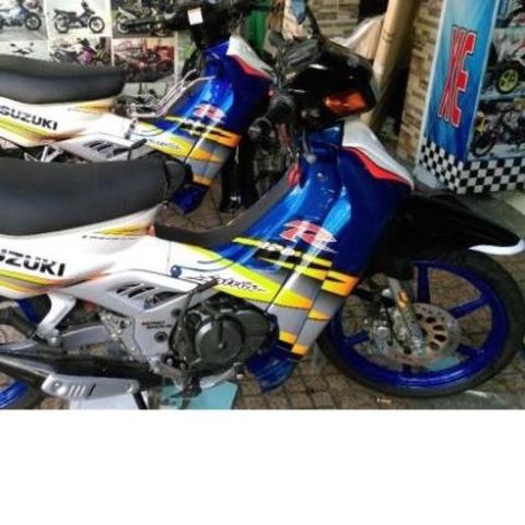 Tem Rời Suzuki Satria 2000 Trắng Xanh  - Decal In Chất Lượng