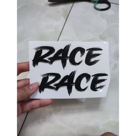 Cặp tem chữ Race dán xe điện,xe máy,ô tô,dán mọi nơi