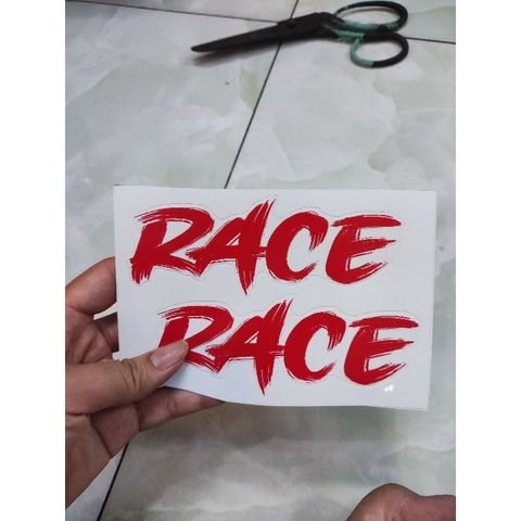 Cặp tem chữ Race dán xe điện,xe máy,ô tô,dán mọi nơi