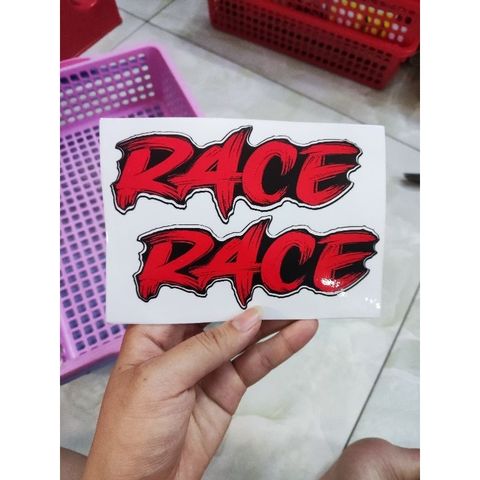 Cặp tem chữ Race dán xe điện,xe máy,ô tô,dán mọi nơi