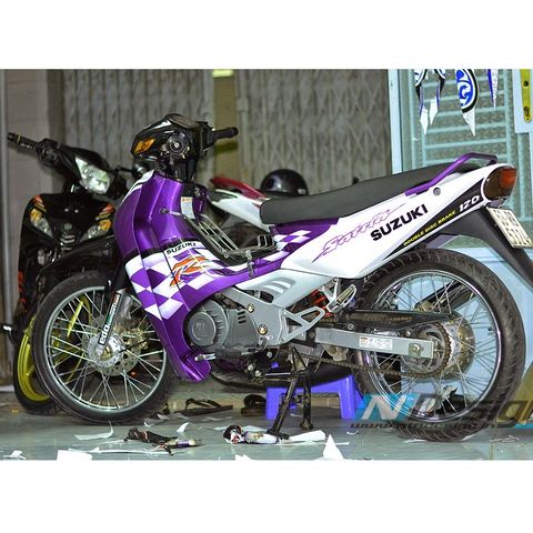 Tem Rời Suzuki Satria 2000 Trắng Tím  - Decal In Chất Lượng