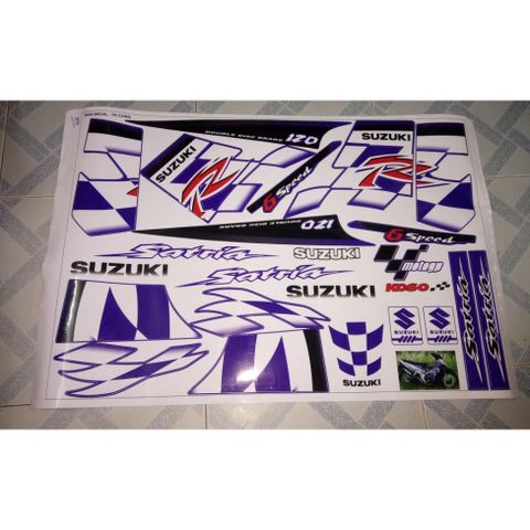 Tem Rời Suzuki Satria 2000 Trắng Tím  - Decal In Chất Lượng