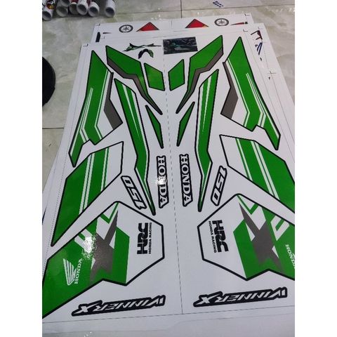TEM HRC DÁN XE WINNER X V3 MÀU ĐEN XANH LÁ CÂY DẠ QUANG - Decal Cao Cấp Nhất