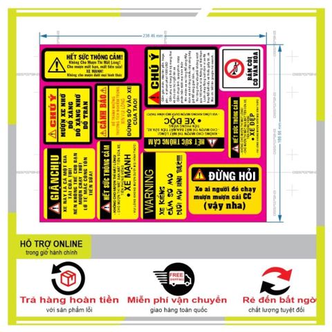SHINDECAL- LOGO STICKER CẢNH BÁO GIẬN CHỊU MẪU 2 - Tem 3 Lớp  Cao Cấp