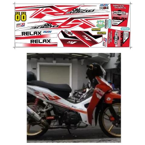 Tem Wave Blade 110 Logo Relax Trắng Đỏ  - Decal In Chất Lượng