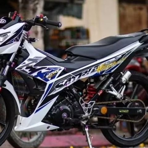 Tem rời Hayabusa xanh đen cho Satria trắng Quyen Decal