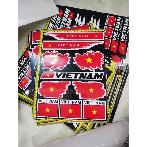 Combo Tem decal logo Lá Cờ VIỆT NAM mẫu mới trang trí mọi nơi