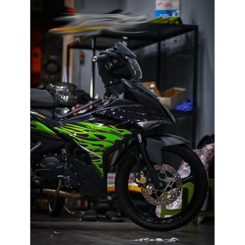Tem rời Exciter 150 hoa văn lửa xanh lá đen, in sắc nét , 3 lớp không phai màu CM00010 1 2