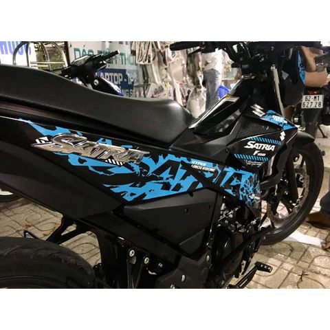 Tem Rời Suzuki Satria Báo Đốm Xanh Dán Xe Đen  - Decal In Chất Lượng