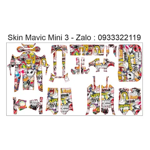 Skin Decal Dán Trang Trí Flycam Dji Mavic 3 - Mavic 3 Pro - Sticker Hoạt Hình Camo  - Decal In Chất Lượng