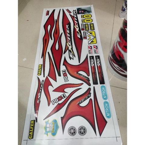 Tem Lửa Yamaha Ex Nhỏ 2007 Đỏ Đen  - Decal In Chất Lượng