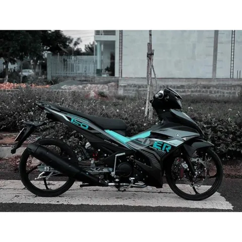 Tem Rời Exciter 150 2022 Dán Xe Đen Phối Tem Xanh  - Decal In Chất Lượng