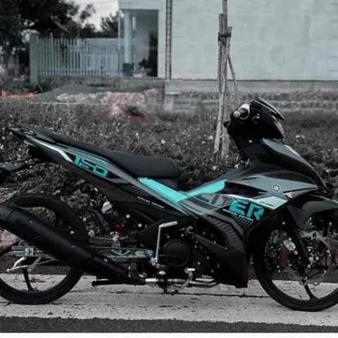 Tem Rời Exciter 150 2022 Dán Xe Đen Phối Tem Xanh  - Decal In Chất Lượng
