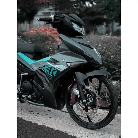 Tem Rời Exciter 150 2022 Dán Xe Đen Phối Tem Xanh  - Decal In Chất Lượng