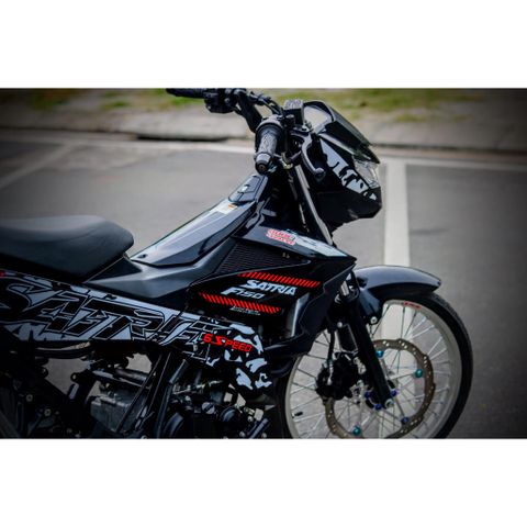 Tem Rời Dán Xe Raider FI Mẫu Đen Trắng Đỏ Chữ Satria Cực Chất, Hàng 3 Lớp Chất Lượng Cao Quyen Decal
