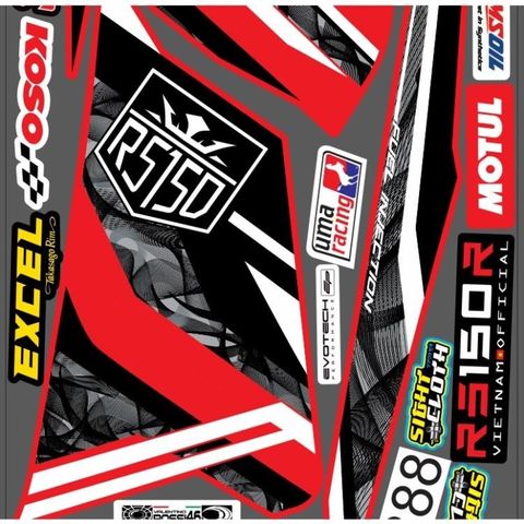 TEM RS150R WINNER X V3 MÀU ĐỎ, ĐỎ HRC, ĐỎ NHÁM - Decal Cao Cấp Nhất