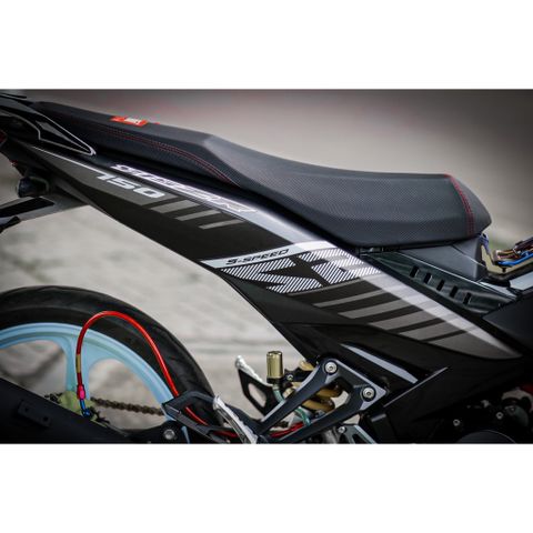 Tem Rời Dán Xe Exciter 150 Mẫu Sọc Chữ Y15ZR Xám Trắng Đen Cực Chất, Hàng 3 Lớp Chất Lượng Cao Quyen Decal