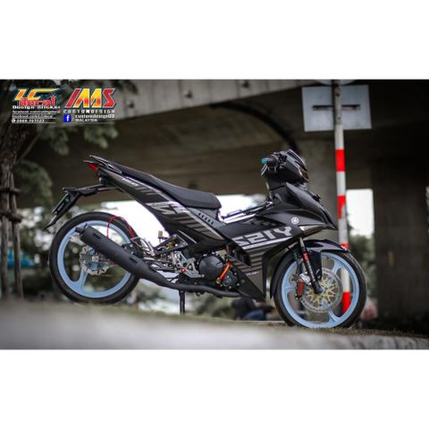 Tem Rời Dán Xe Exciter 150 Mẫu Sọc Chữ Y15ZR Xám Trắng Đen Cực Chất, Hàng 3 Lớp Chất Lượng Cao Quyen Decal