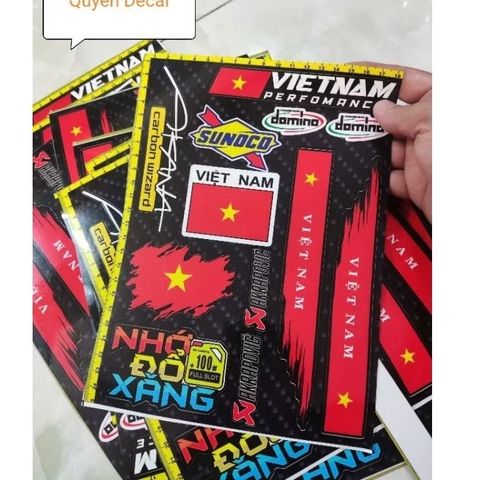 combo Tem  logo sticker Lá Cờ VIỆT NAM trang trí xe máy, điện thoại, laptop