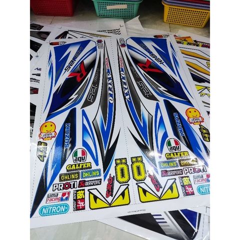 Tem Rời Suzuki Axelo 125 Trắng Xanh Da Trời  - Decal In Chất Lượng