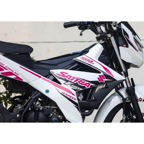 Tem Rời Dán Xe Raider - Satria FI Trắng Hồng Chữ F150 Cực Đẹp, Hàng 3 Lớp Chất Lượng Cao Không Bay Màu Quyen Decal