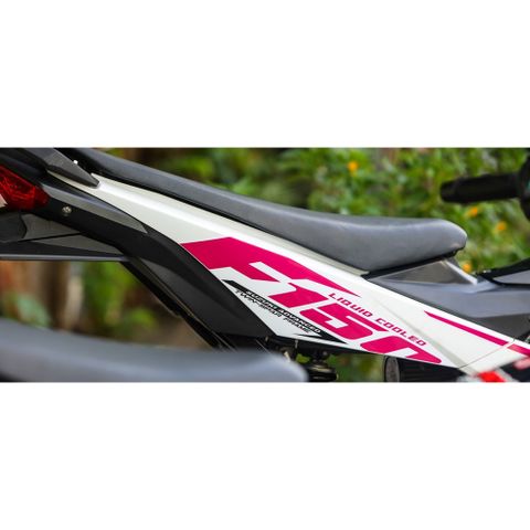 Tem Rời Dán Xe Raider - Satria FI Trắng Hồng Chữ F150 Cực Đẹp, Hàng 3 Lớp Chất Lượng Cao Không Bay Màu Quyen Decal