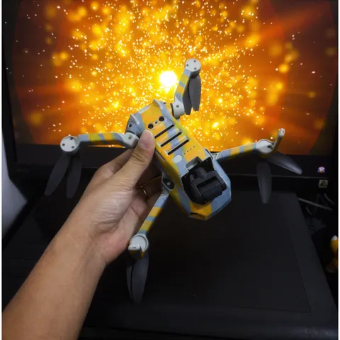 Skin Decal Dán Trang Trí Flycam Maic Mini 1 - Mini Se - Mini 2 - Air 2 - Air 2S - Xám Xi Măng Sọc Vàng